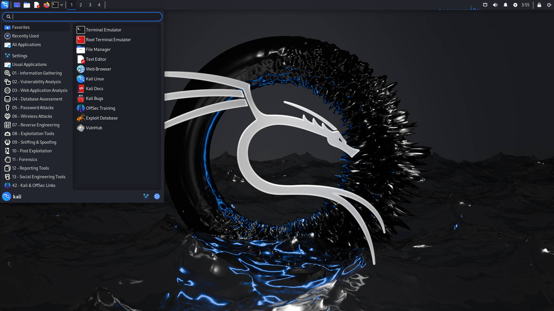 Kali Linux desktop